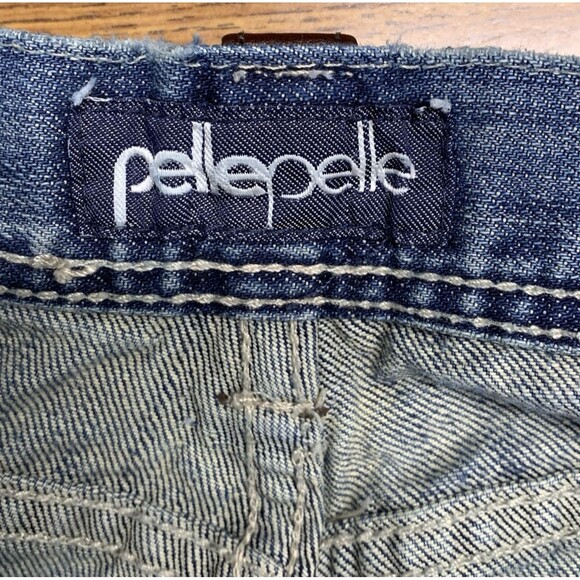 Vtg Pelle Pelle Mens Denim Jeans Punk Studded Pockets Patched Grunge Size 40X30 - Picture 2 of 16